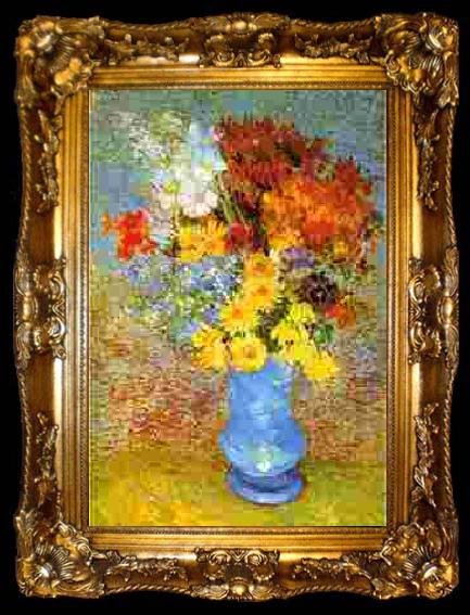 framed  Vincent Van Gogh Vase of Daisies, Marguerites and Anemones, ta009-2